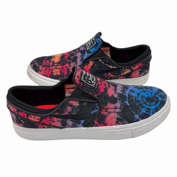 NIKE STEFAN JANOSKI SLIP ON SKATER SHOES COLORFUL TIE DIE YOUTH 7 WOMENS 8.5 GUC - Picture 1 of 7